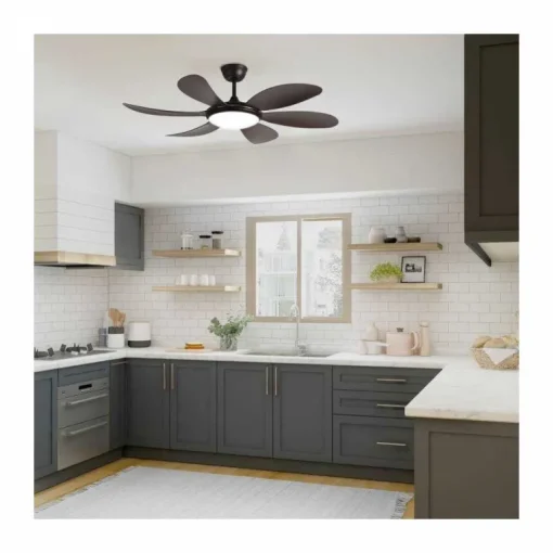 Ventilador de techo Tanik marrón LED 24w 3CCT acabado marrón estilo moderno motor DC 115cm Ø