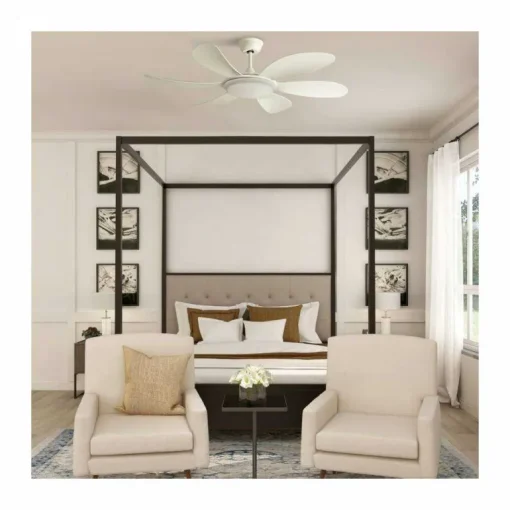 Ventilador de techo Tanik blanco LED 24w 3CCT acabado blanco estilo moderno motor DC 115cm Ø