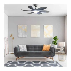 Ventilador de techo Tanik gris LED 24w 3CCT acabado gris estilo moderno motor DC 115cm Ø