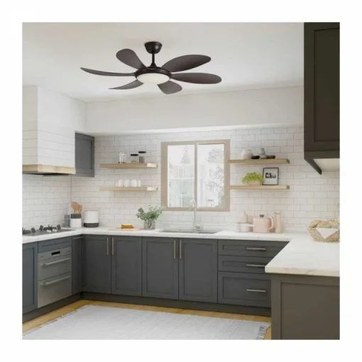 Ventilador de techo Tanik marrón LED 24w 3CCT acabado marrón estilo moderno motor DC 115cm Ø
