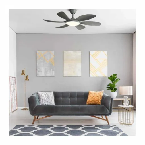 Ventilador de techo Tanik gris LED 24w 3CCT acabado gris estilo moderno motor DC 115cm Ø