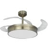 Ventilador de techo Tornado cuero LED 72w 3CCT acabado oro envejecido estilo moderno aspas plegables motor DC 106cm Ø