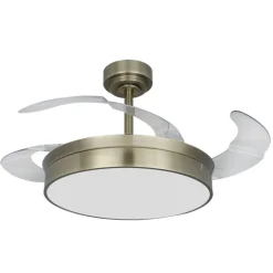 Ventilador de techo Tornado cuero LED 72w 3CCT acabado oro envejecido estilo moderno aspas plegables motor DC 106cm Ø