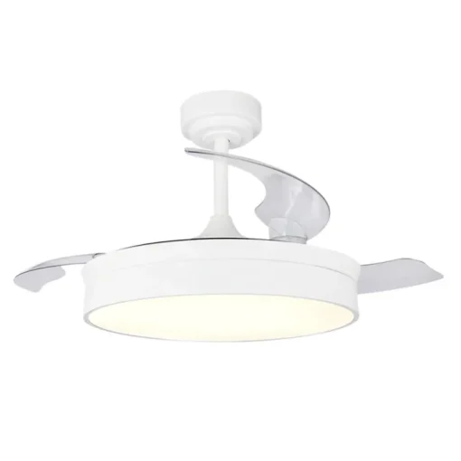 Ventilador de techo Tornado blanco LED 72w 3CCT acabado blanco estilo moderno aspas plegables motor DC 106cm Ø