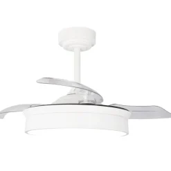 Ventilador de techo Tornado Mini blanco LED 48w 3CCT acabado blanco estilo moderno aspas plegables motor DC 92cm Ø