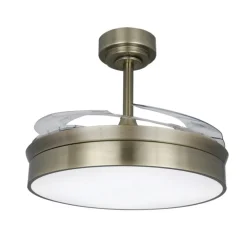 Ventilador de techo Tornado cuero LED 72w 3CCT acabado oro envejecido estilo moderno aspas plegables motor DC 106cm Ø
