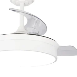 Ventilador de techo Tornado Mini blanco LED 48w 3CCT acabado blanco estilo moderno aspas plegables motor DC 92cm Ø