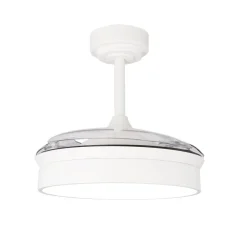 Ventilador de techo Tornado Mini blanco LED 48w 3CCT acabado blanco estilo moderno aspas plegables motor DC 92cm Ø