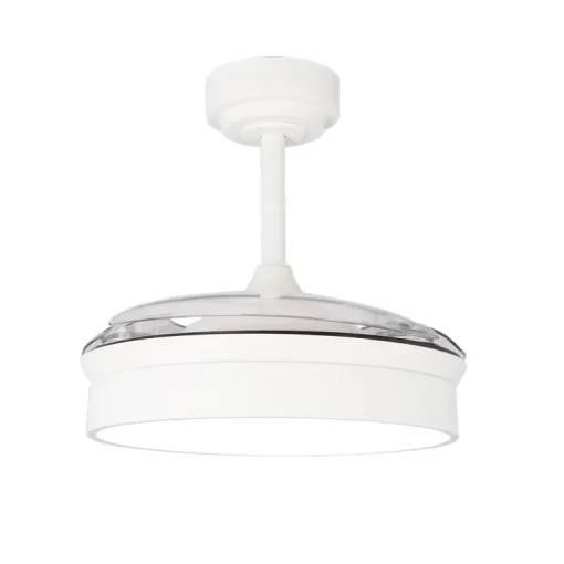Ventilador de techo Tornado Mini blanco LED 48w 3CCT acabado blanco estilo moderno aspas plegables motor DC 92cm Ø