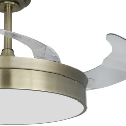 Ventilador de techo Tornado cuero LED 72w 3CCT acabado oro envejecido estilo moderno aspas plegables motor DC 106cm Ø