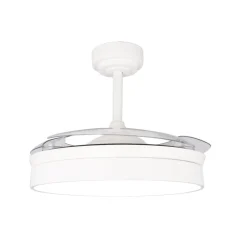 Ventilador de techo Tornado blanco LED 72w 3CCT acabado blanco estilo moderno aspas plegables motor DC 106cm Ø