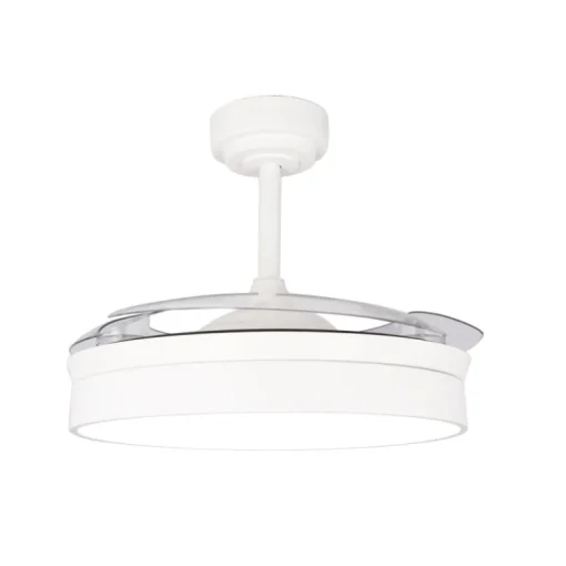 Ventilador de techo Tornado blanco LED 72w 3CCT acabado blanco estilo moderno aspas plegables motor DC 106cm Ø