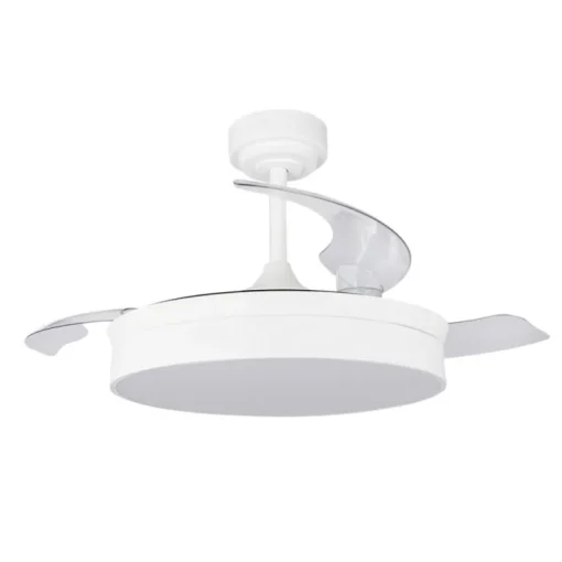 Ventilador de techo Tornado blanco LED 72w 3CCT acabado blanco estilo moderno aspas plegables motor DC 106cm Ø