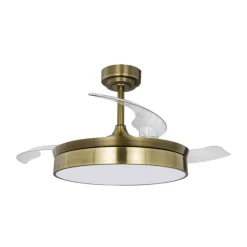 Ventilador de techo Tornado cuero LED 72w 3CCT acabado oro envejecido estilo moderno aspas plegables motor DC 106cm Ø