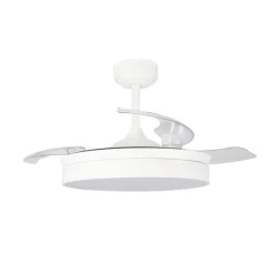 Ventilador de techo Tornado blanco LED 72w 3CCT acabado blanco estilo moderno aspas plegables motor DC 106cm Ø