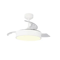Ventilador de techo Tornado Mini blanco LED 48w 3CCT acabado blanco estilo moderno aspas plegables motor DC 92cm Ø