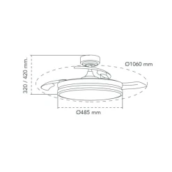 Ventilador de techo Venus blanco/haya LED 72w 3CCT acabado blanco/haya estilo moderno aspas plegables motor DC 106cm Ø