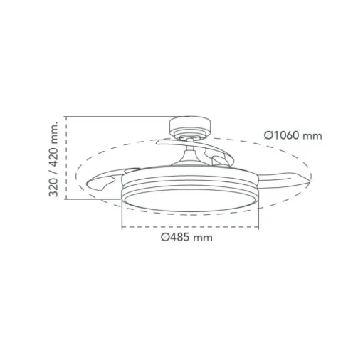 Ventilador de techo Venus blanco/haya LED 72w 3CCT acabado blanco/haya estilo moderno aspas plegables motor DC 106cm Ø