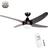 Ventilador de techo Volcano 2xE27 acabado metal marrón aspas madera marrón estilo moderno motor AC 122cm Ø