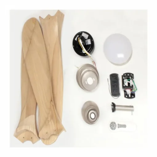 Ventilador de techo Yen Big Madera Clara LED 18w 3CCT acabado níquel aspas madera estilo moderno motor DC 152cm Ø