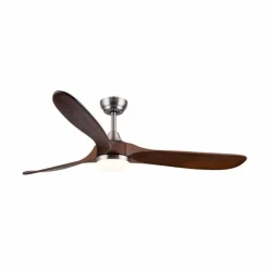 Ventilador de techo Yen Big Madera Oscura LED 18w 3CCT acabado níquel aspas madera estilo moderno motor DC 152cm Ø