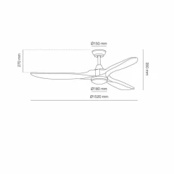 Ventilador de techo Yen Big Madera Clara LED 18w 3CCT acabado níquel aspas madera estilo moderno motor DC 152cm Ø