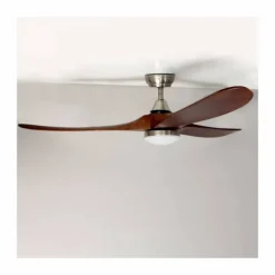 Ventilador de techo Yen Big Madera Oscura LED 18w 3CCT acabado níquel aspas madera estilo moderno motor DC 152cm Ø