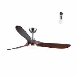 Ventilador de techo Yen Big Madera Oscura LED 18w 3CCT acabado níquel aspas madera estilo moderno motor DC 152cm Ø