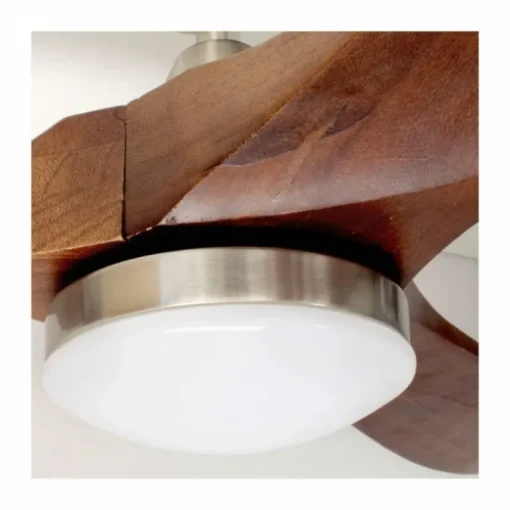 Ventilador de techo Yen Big Madera Oscura LED 18w 3CCT acabado níquel aspas madera estilo moderno motor DC 152cm Ø