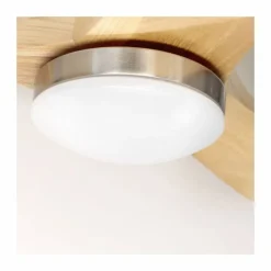 Ventilador de techo Yen Big Madera Clara LED 18w 3CCT acabado níquel aspas madera estilo moderno motor DC 152cm Ø