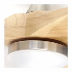 Ventilador de techo Yen Big Madera Clara LED 18w 3CCT acabado níquel aspas madera estilo moderno motor DC 152cm Ø