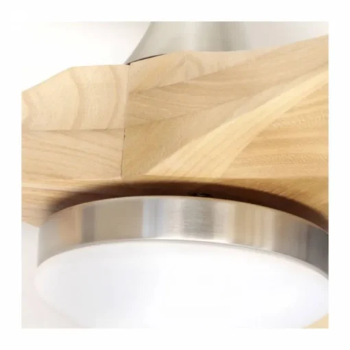 Ventilador de techo Yen Big Madera Clara LED 18w 3CCT acabado níquel aspas madera estilo moderno motor DC 152cm Ø