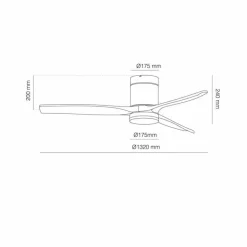 Ventilador de techo Yen Madera Oscura LED 15w 3 CCT acabado oro envejecido aspas madera estilo moderno motor DC 132cm Ø