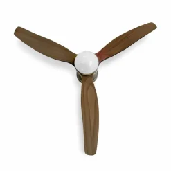Ventilador de techo Yen Madera Oscura LED 15w 3 CCT acabado oro envejecido aspas madera estilo moderno motor DC 132cm Ø