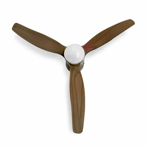 Ventilador de techo Yen Madera Oscura LED 15w 3 CCT acabado oro envejecido aspas madera estilo moderno motor DC 132cm Ø