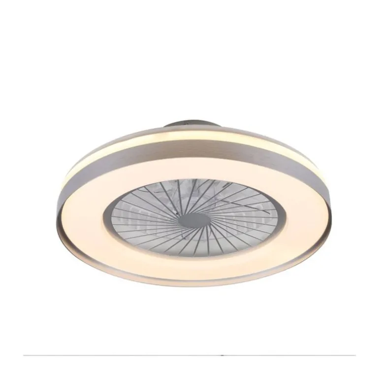 Ventilador de techo Yoli plata LED 40w 3CCT acabado plata estilo moderno motor DC 50cm Ø