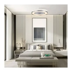 Ventilador de techo Yoli plata LED 40w 3CCT acabado plata estilo moderno motor DC 50cm Ø