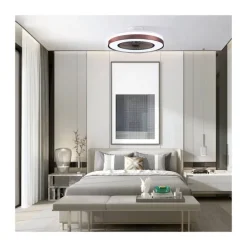 Ventilador de techo Yoli marrón LED 40w 3CCT acabado marrón estilo moderno motor DC 50cm Ø